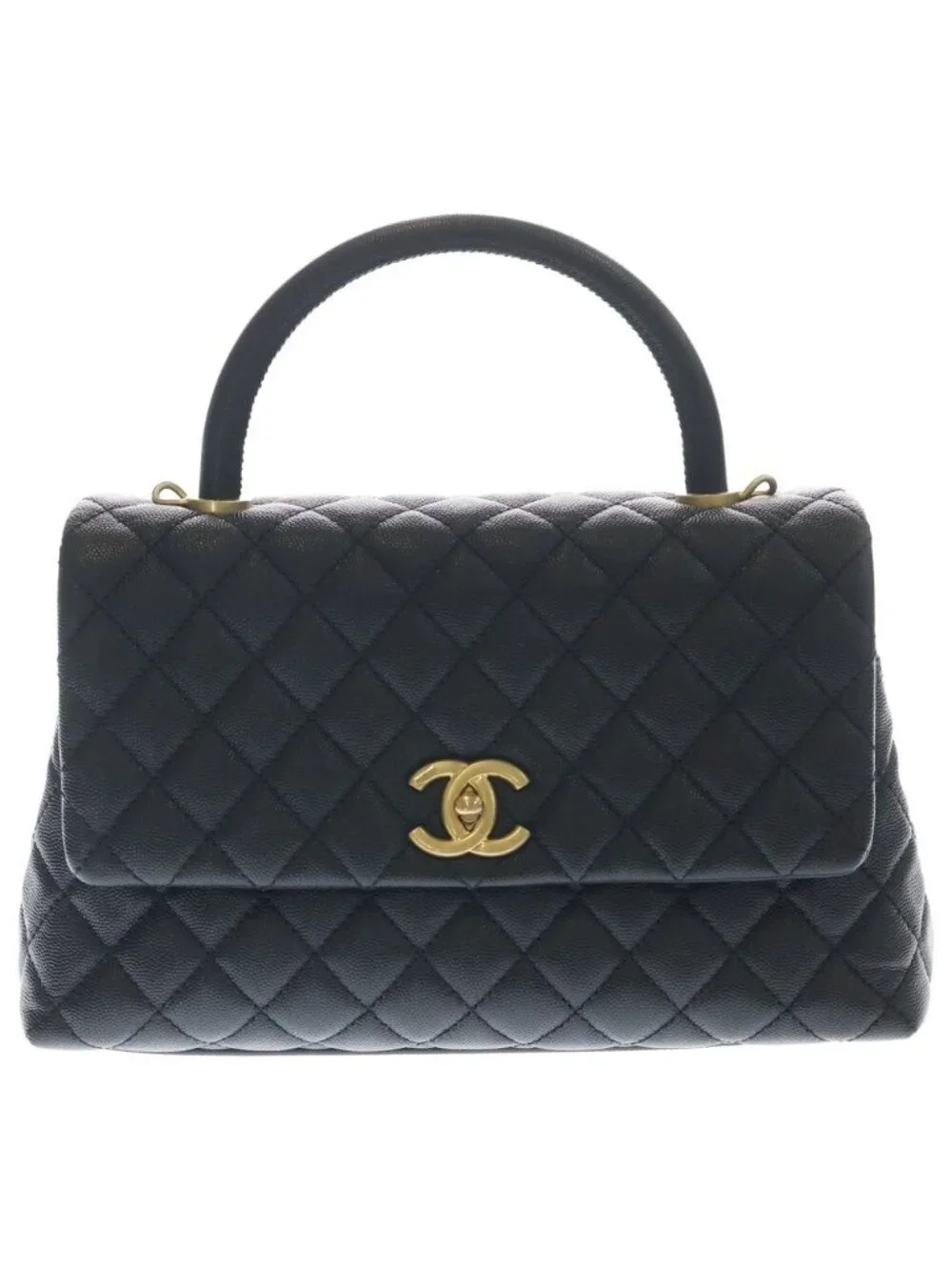 Chanel Coco Handle 29 Top Caviar Leather 2-Way Hand Chain Shoulder Bag Gold
